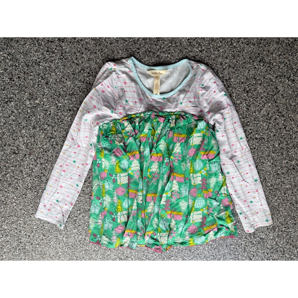 Matilda Jane Girls Winter Dreamscape Babydoll Top Green Christmas Holiday Size 8